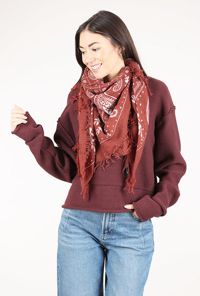 Blue Pacific Cashmere Paisley Scarf, Henna