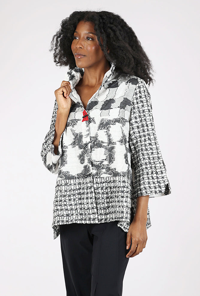 Moonlight Red Rectangle Jacket, Gray/Ecru