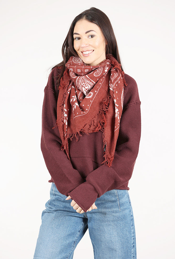 Blue Pacific Cashmere Paisley Scarf, Henna