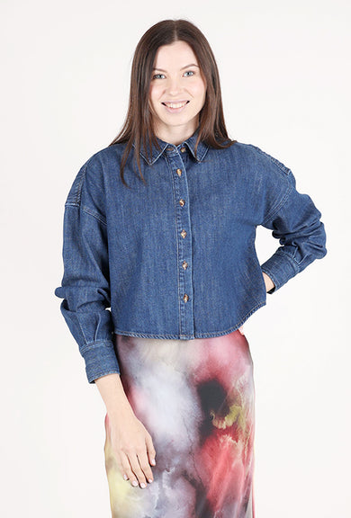 Favorite Daughter Crop Ex-Boyfriend Denim Shirt, Mesa