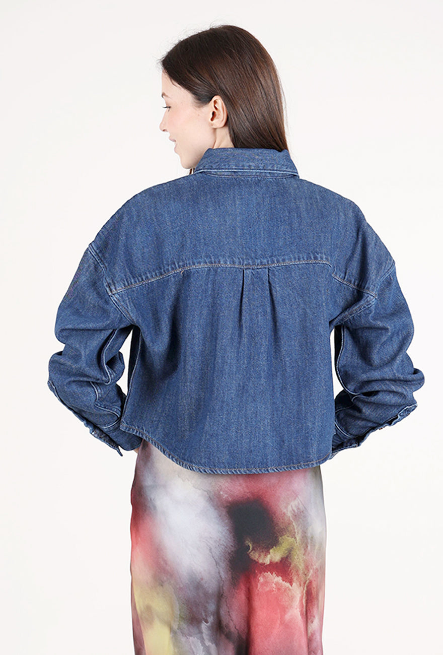 Favorite Daughter Crop Ex-Boyfriend Denim Shirt, Mesa