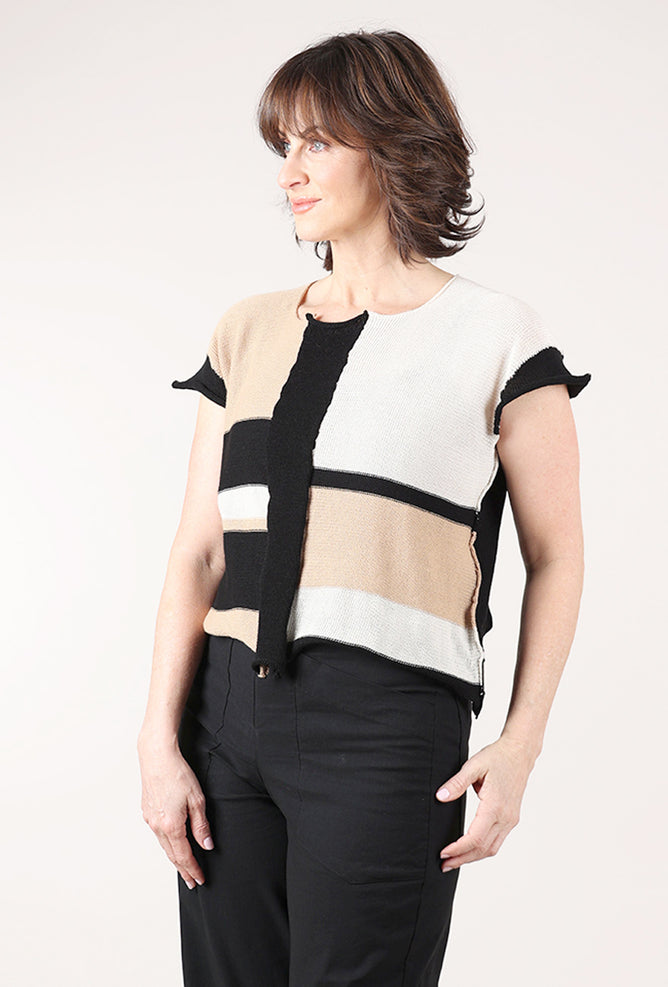 Paper Temples Yield Pullover, Camel/Black/Cream
