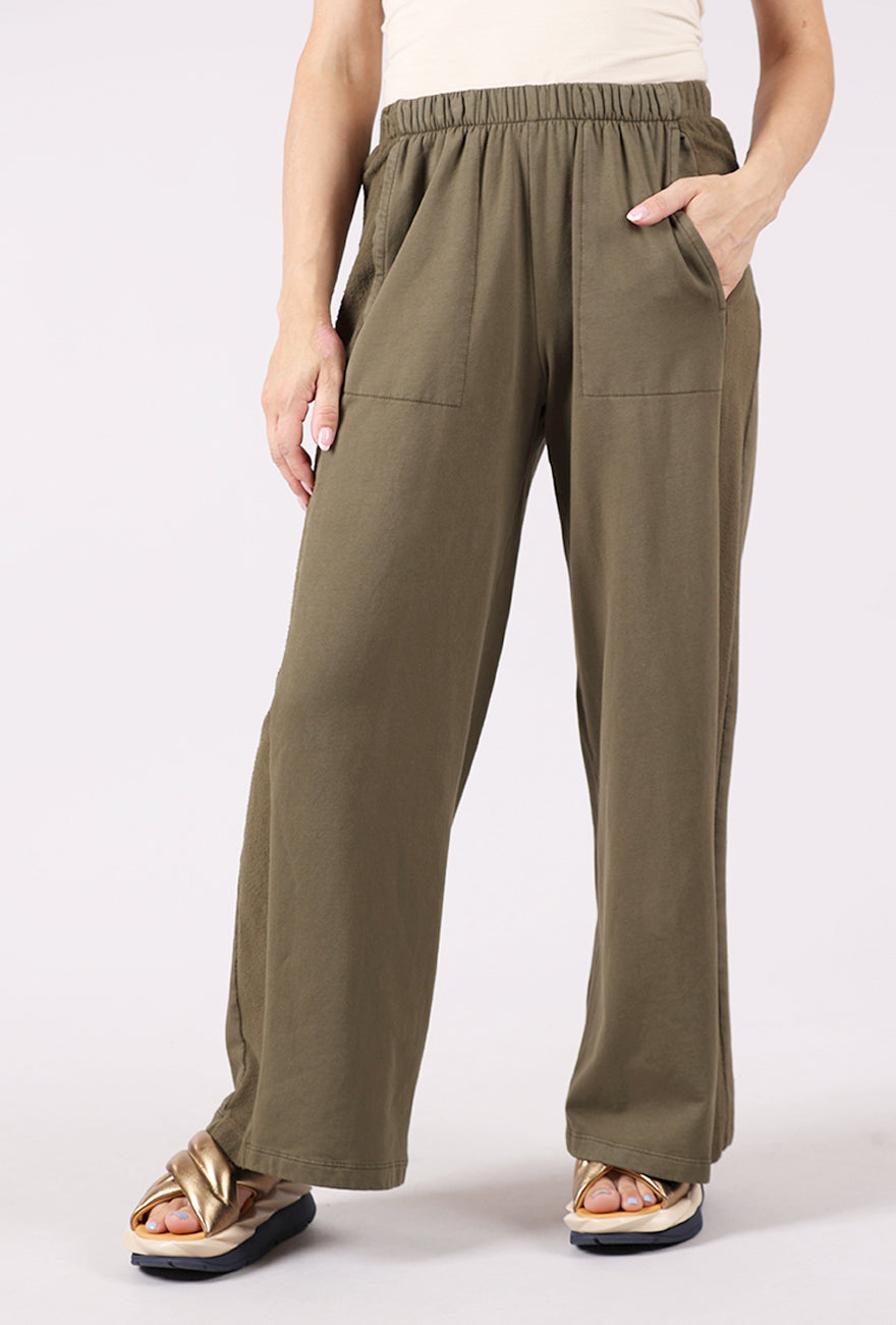 Fenini Contrast Inset Fleece Pant, Olive