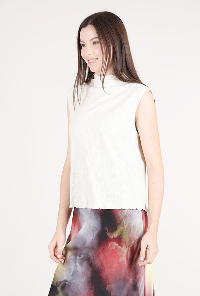 Grade & Gather Crinkled Velvet Mock Top, Ivory