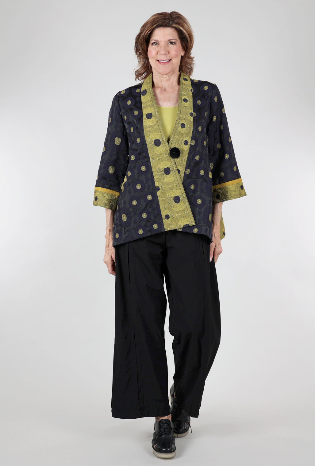 Moonlight Kimono Event Jacket, Navy/Kiwi