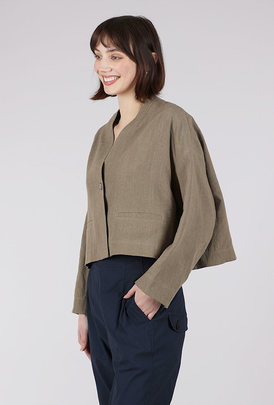 There-Elsewhere Collarless Cropped Blazer, Light Umber