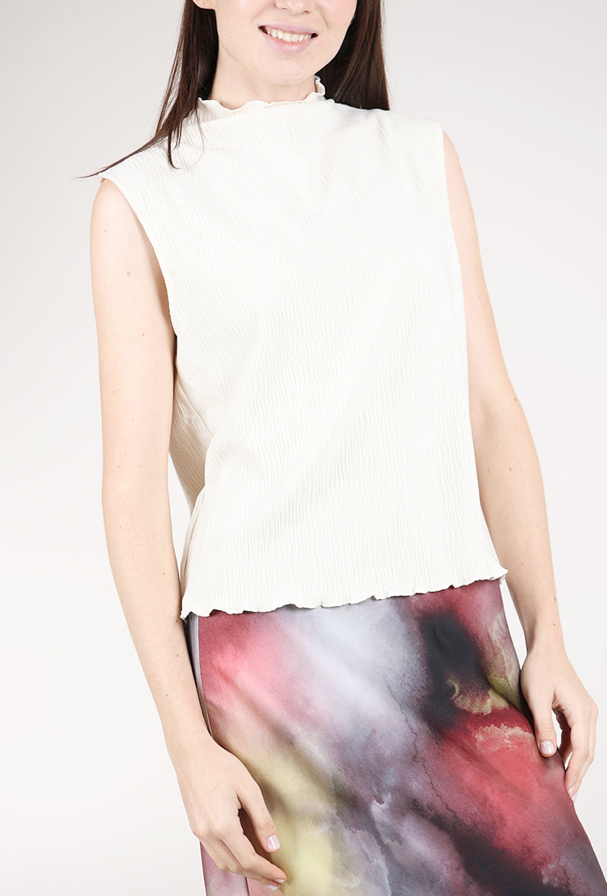 Grade & Gather Crinkled Velvet Mock Top, Ivory