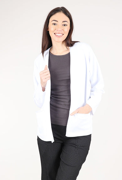 Mododoc Open Front Kimono Sleeve Cardie, White