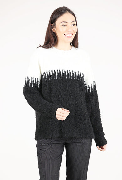 Grade & Gather Yarn Mix Sweater, Black/Ecru