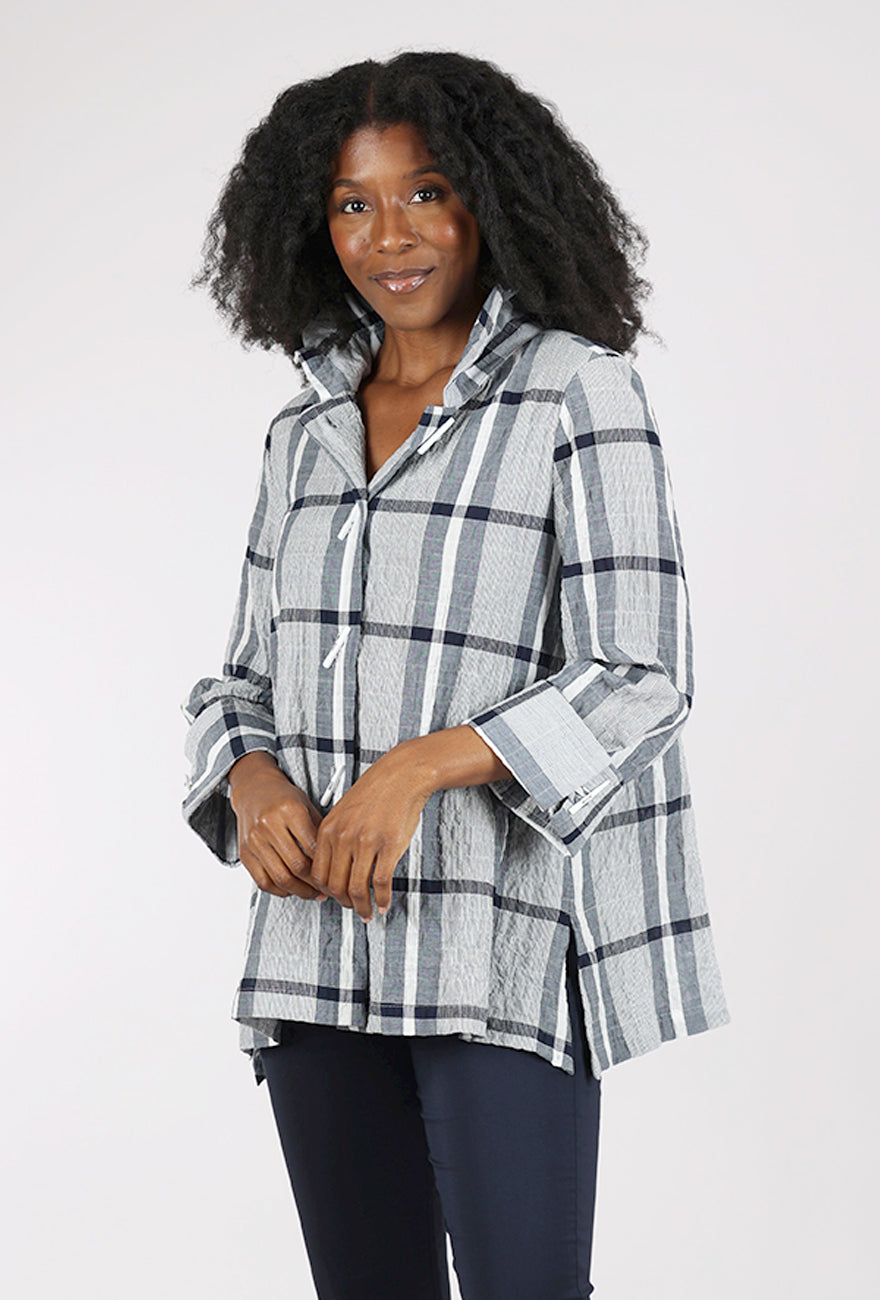 Moonlight Big Check Jacket, White/Blue