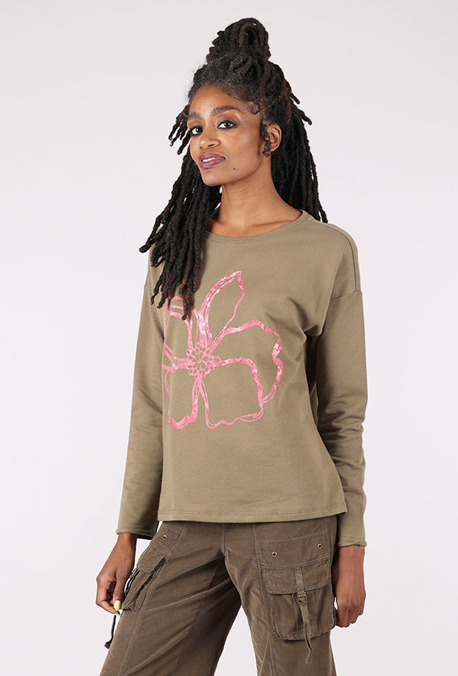 Escape by Habitat Destination Fleece Floral Pullover, Willow