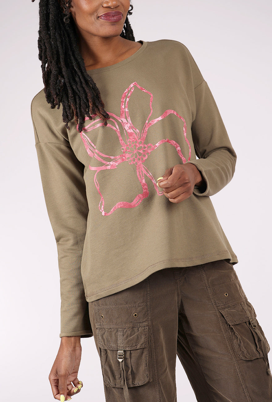 Escape by Habitat Destination Fleece Floral Pullover, Willow
