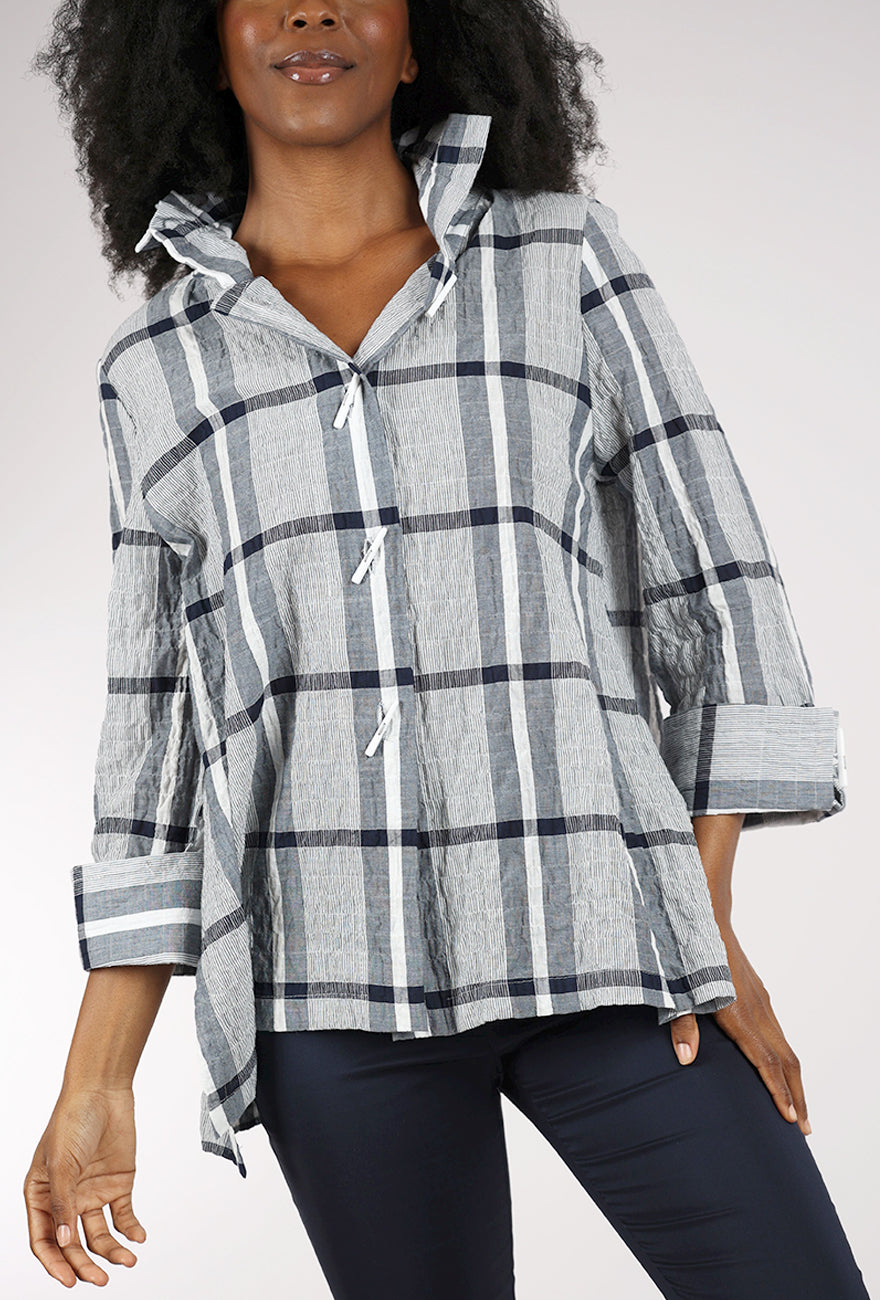 Moonlight Big Check Jacket, White/Blue