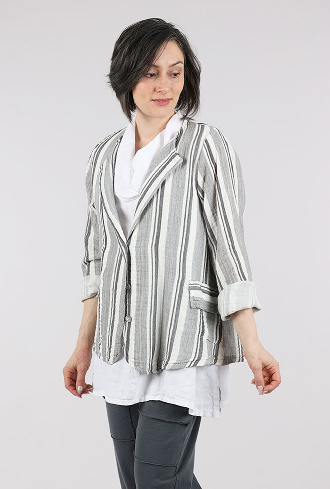 Fenini Double Gauze Stripe Jacket, White