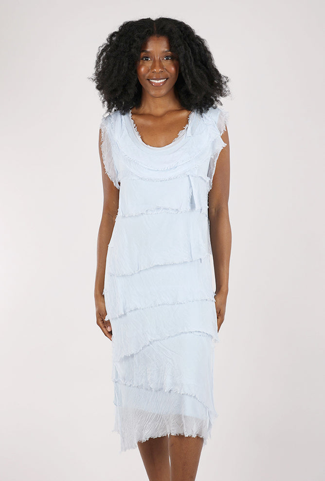 Liabella Tattered Tiers Mid-Length Dress, Sky