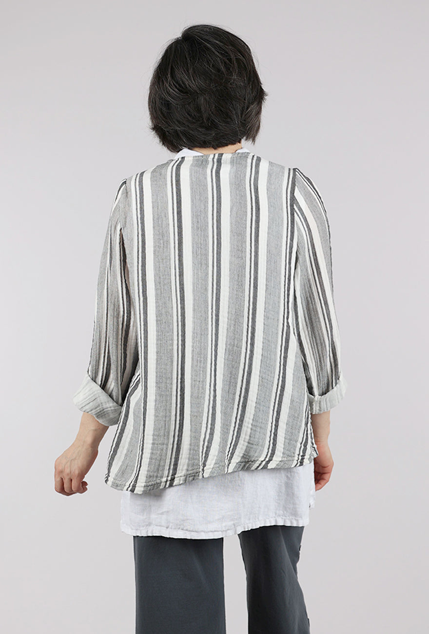 Fenini Double Gauze Stripe Jacket, White