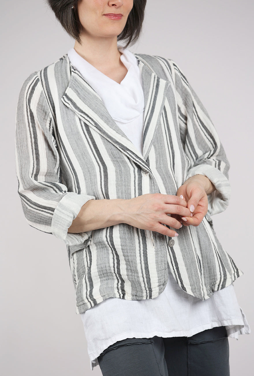 Fenini Double Gauze Stripe Jacket, White