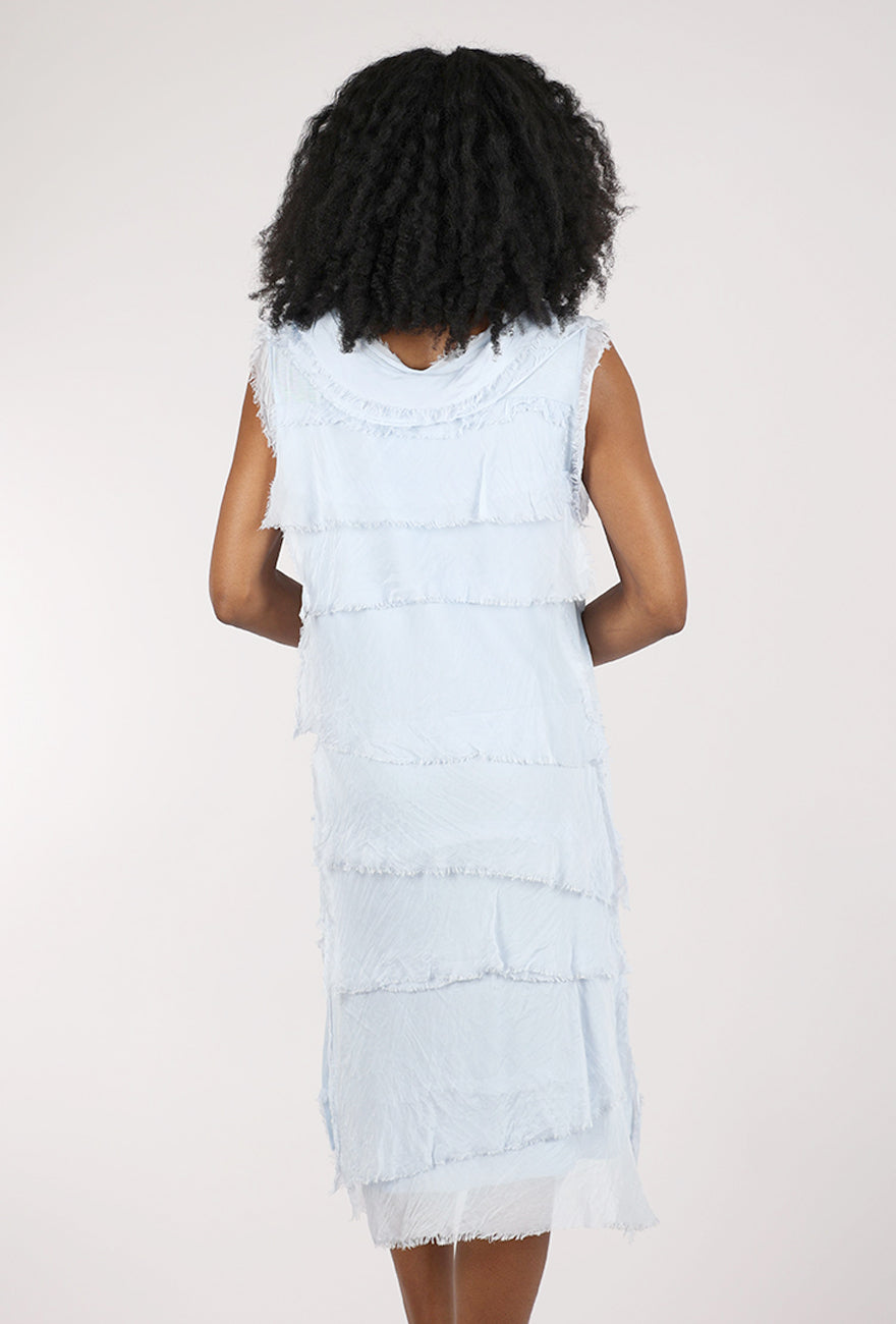 Liabella Tattered Tiers Mid-Length Dress, Sky