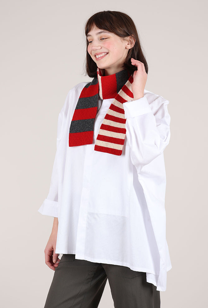 Skinny Striped Scarf, Red Angle 2