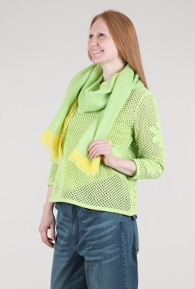 See Design Rocks Print Linen Scarf, Green/Yellow