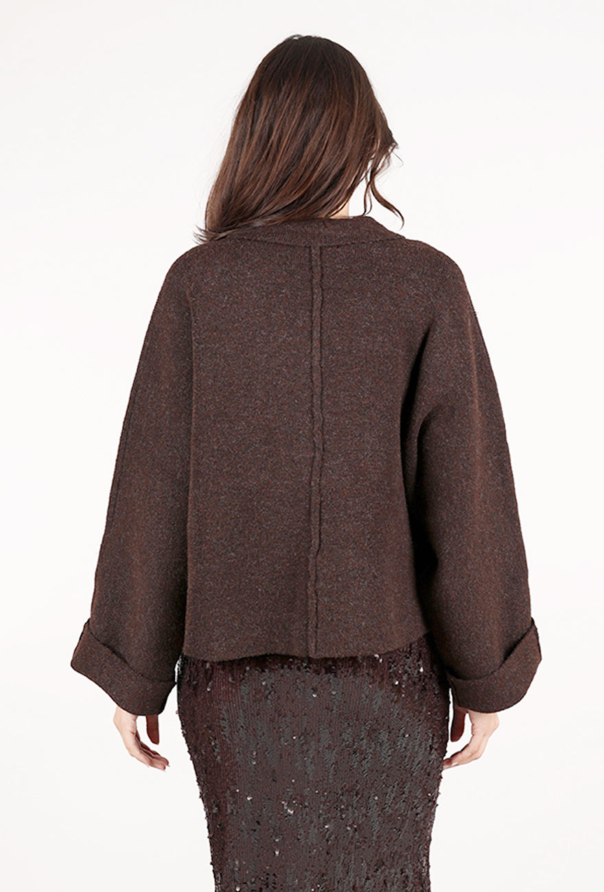 Grade & Gather Front Pocket Cardie, Brown