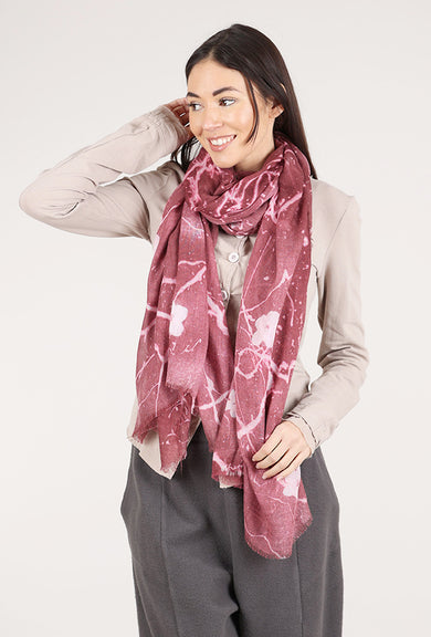 Blue Pacific Floral Fade Scarf, Crimson