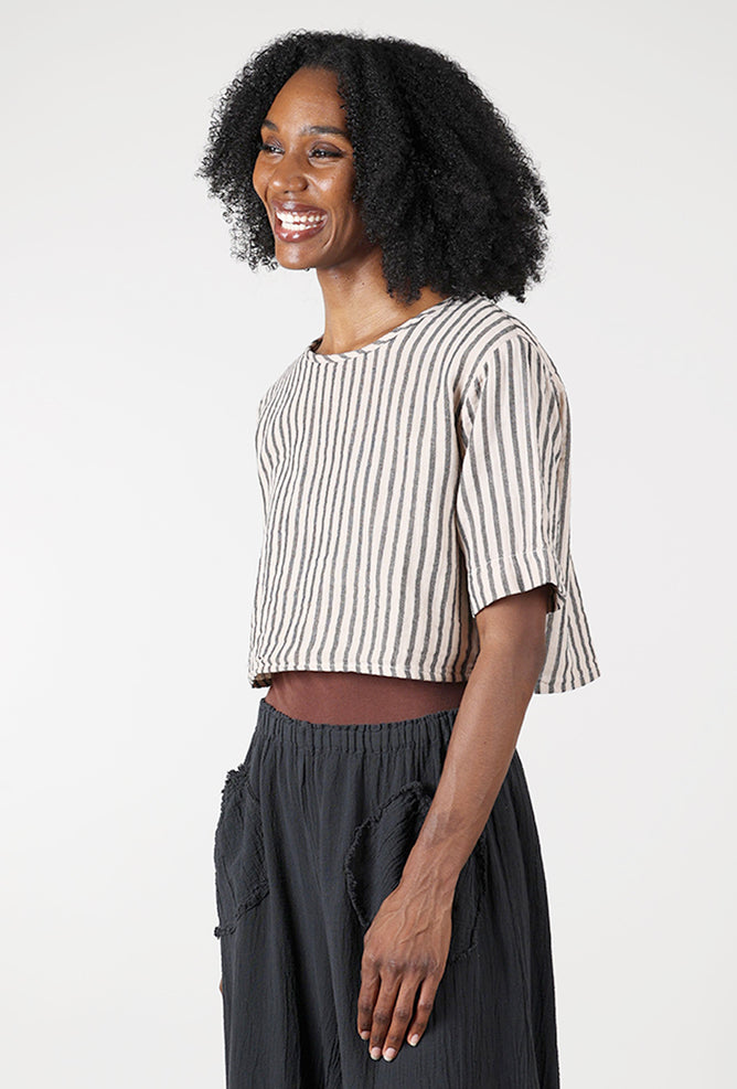 Curator Noa Crop Top, Oat Stripe