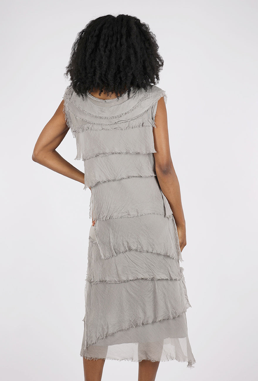 Liabella Tattered Tiers Mid-Length Dress, Taupe