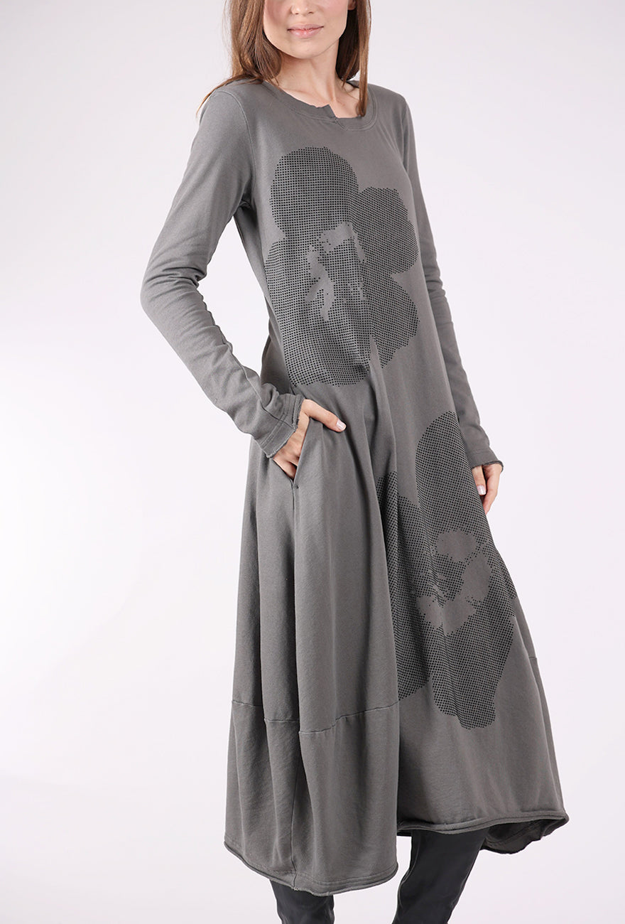 Rundholz Dotty Daisy Dress, Dark Gray/Black Flock