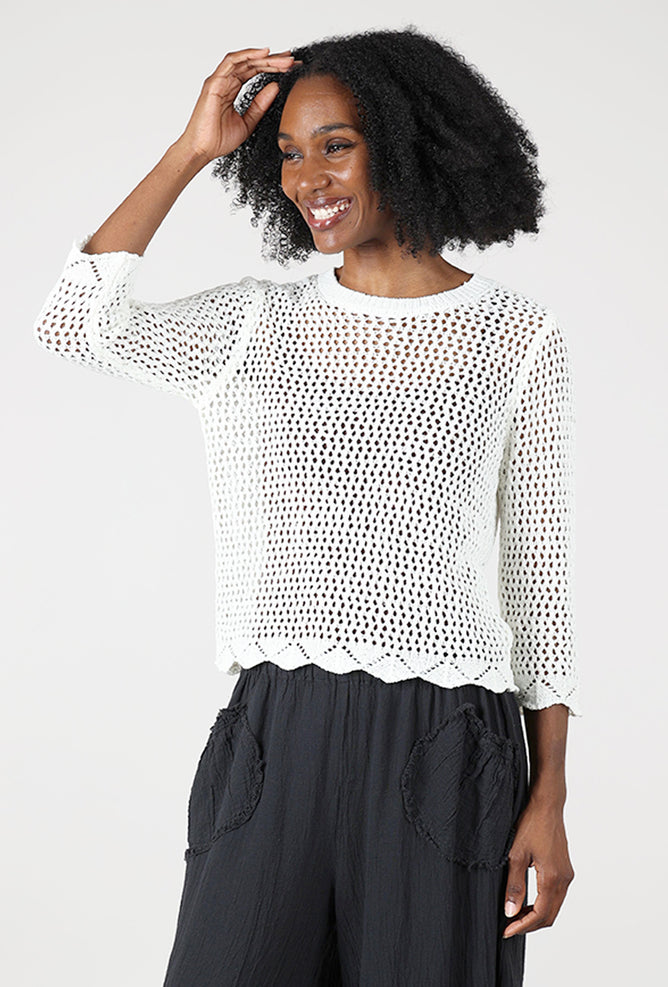 Mododoc Crochet Summer Sweater, Off White