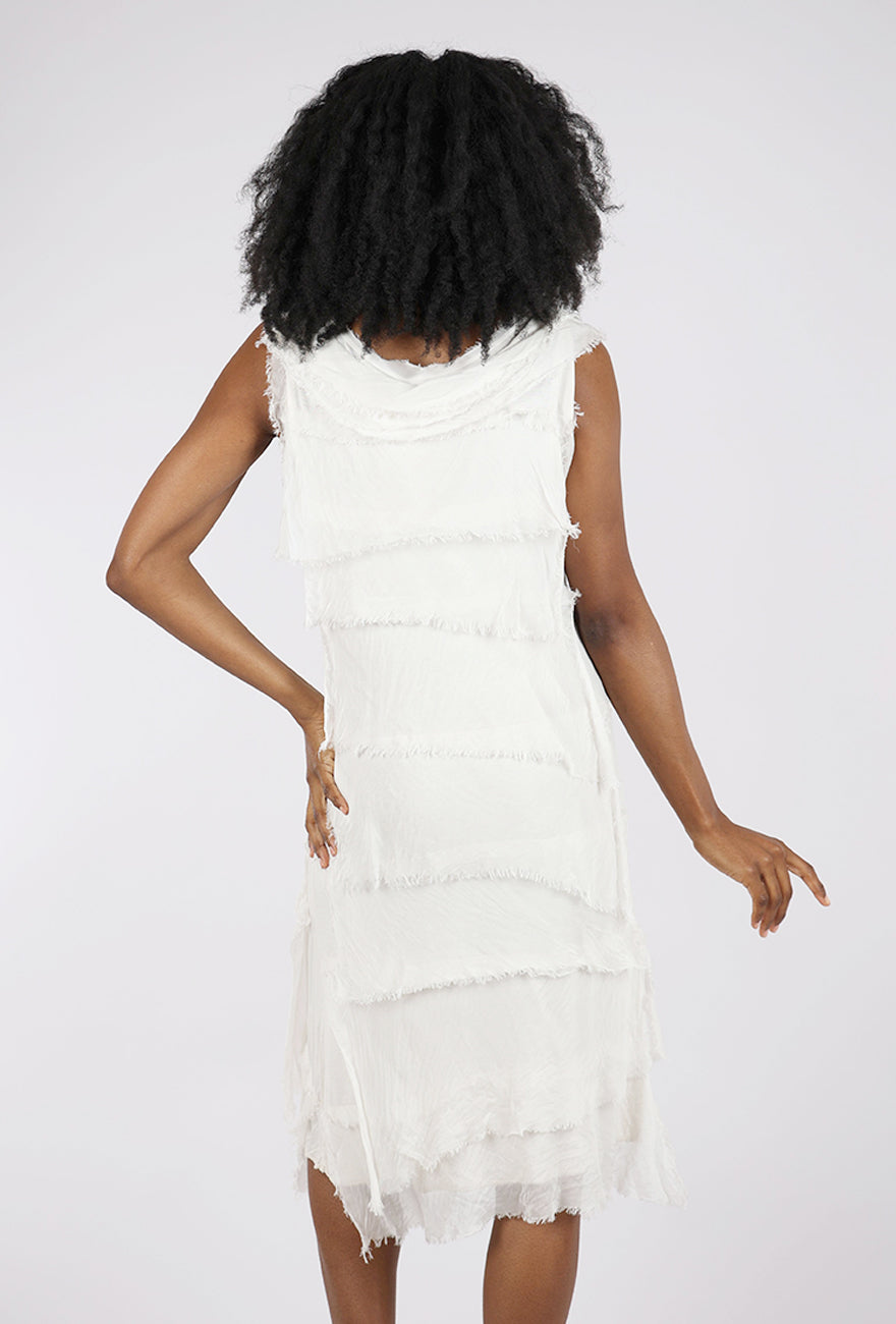 Liabella Tattered Tiers Mid-Length Dress, Beige