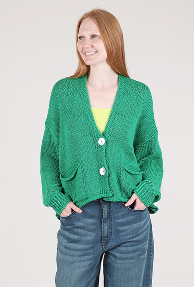 Alembika Slouchy Cotton Grandpa Sweater, Green