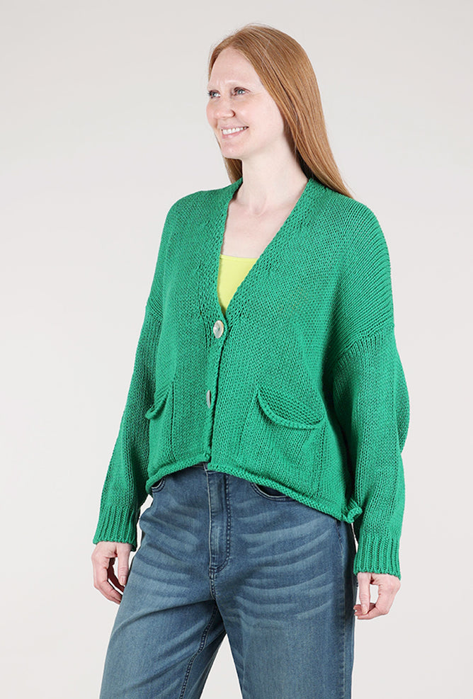 Alembika Slouchy Cotton Grandpa Sweater, Green
