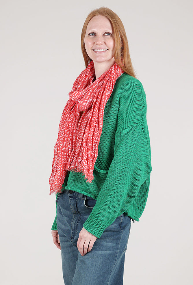 See Design Stitch Print Cotton Scarf, Red