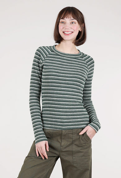 Hem & Thread Multi Stripe Slim Top, Hunter Mix