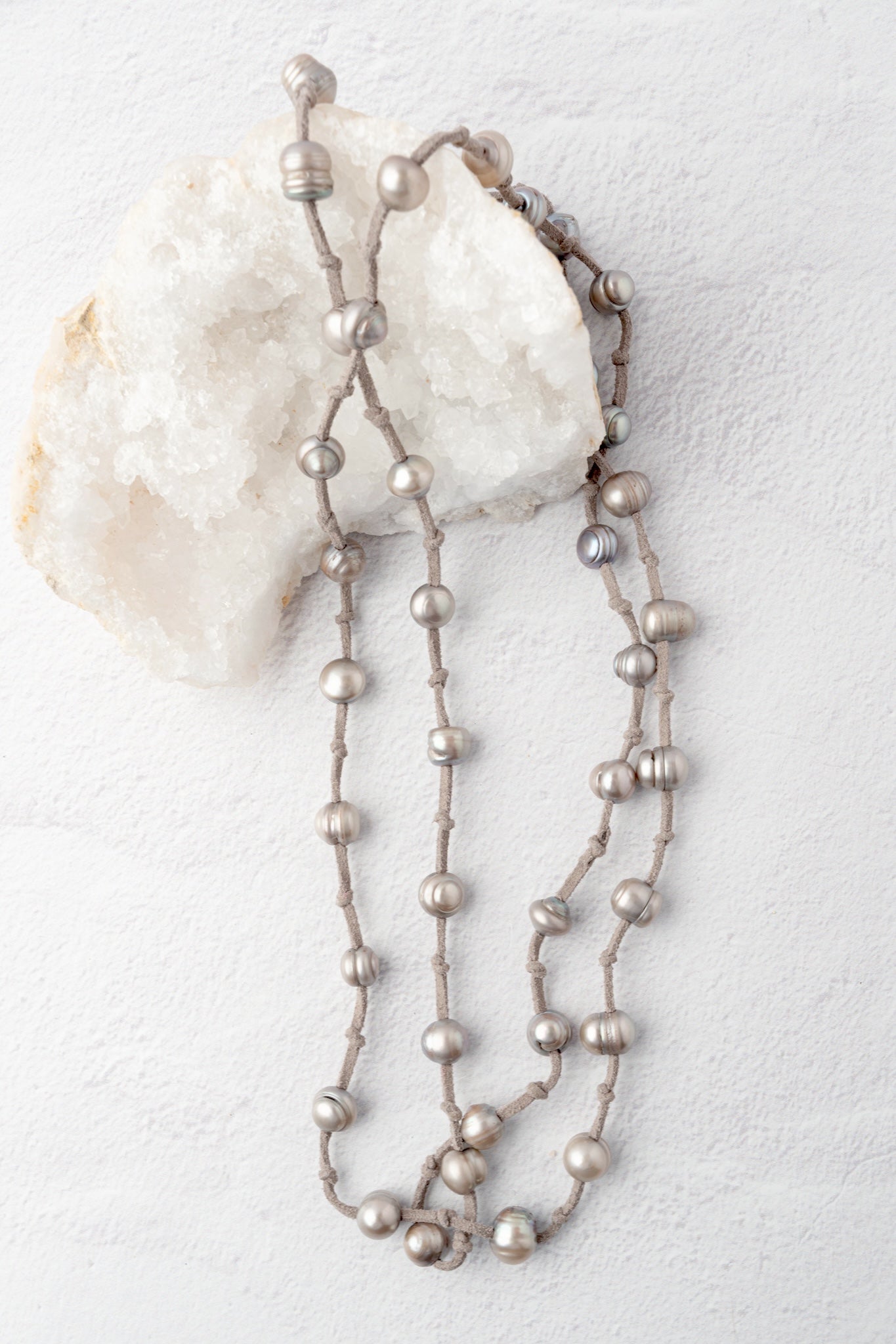 Escape from Paris Infinity Pearl Necklace, Metallic Silver