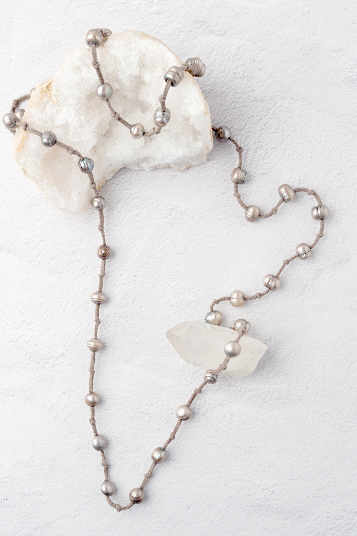Escape from Paris Infinity Pearl Necklace, Metallic Silver