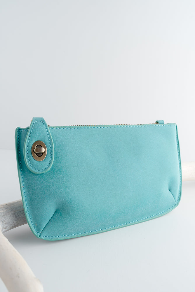 Joy Accessories Mini Crossbody Wristlet, Light Turquoise Luxe