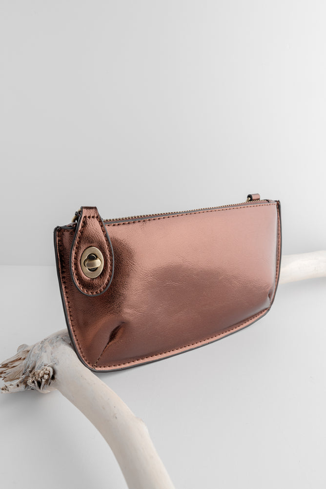 Joy Accessories Mini Crossbody Wristlet, Liquid Metal Copper