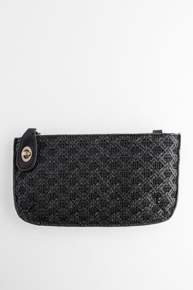 Joy Accessories Mini Crossbody Wristlet, Black Lattice Woven