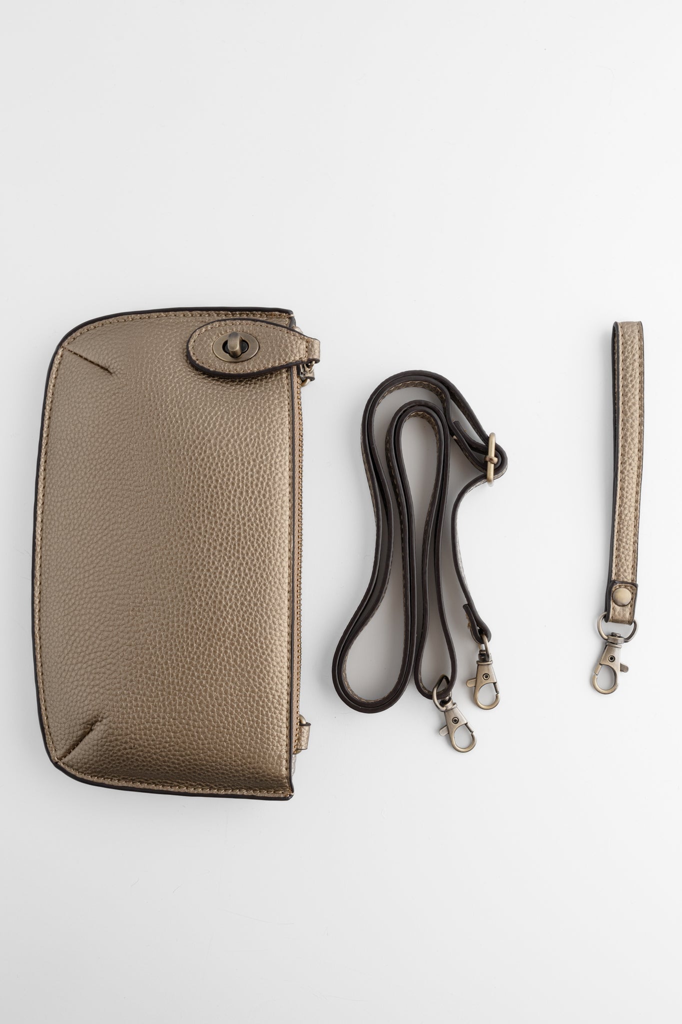 Joy Accessories Mini Crossbody Wristlet - Metallic Light Bronze