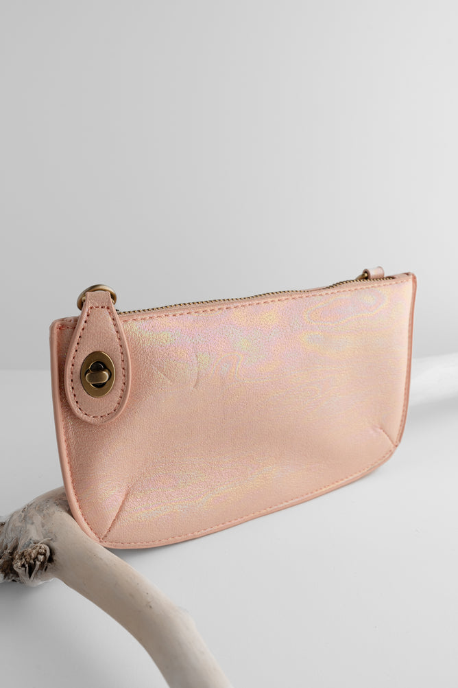 Joy Accessories Mini Wristlet Clutch, Holographic Pink