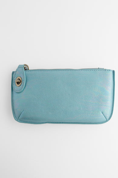 Joy Accessories Mini Wristlet Clutch, Holographic Turquoise