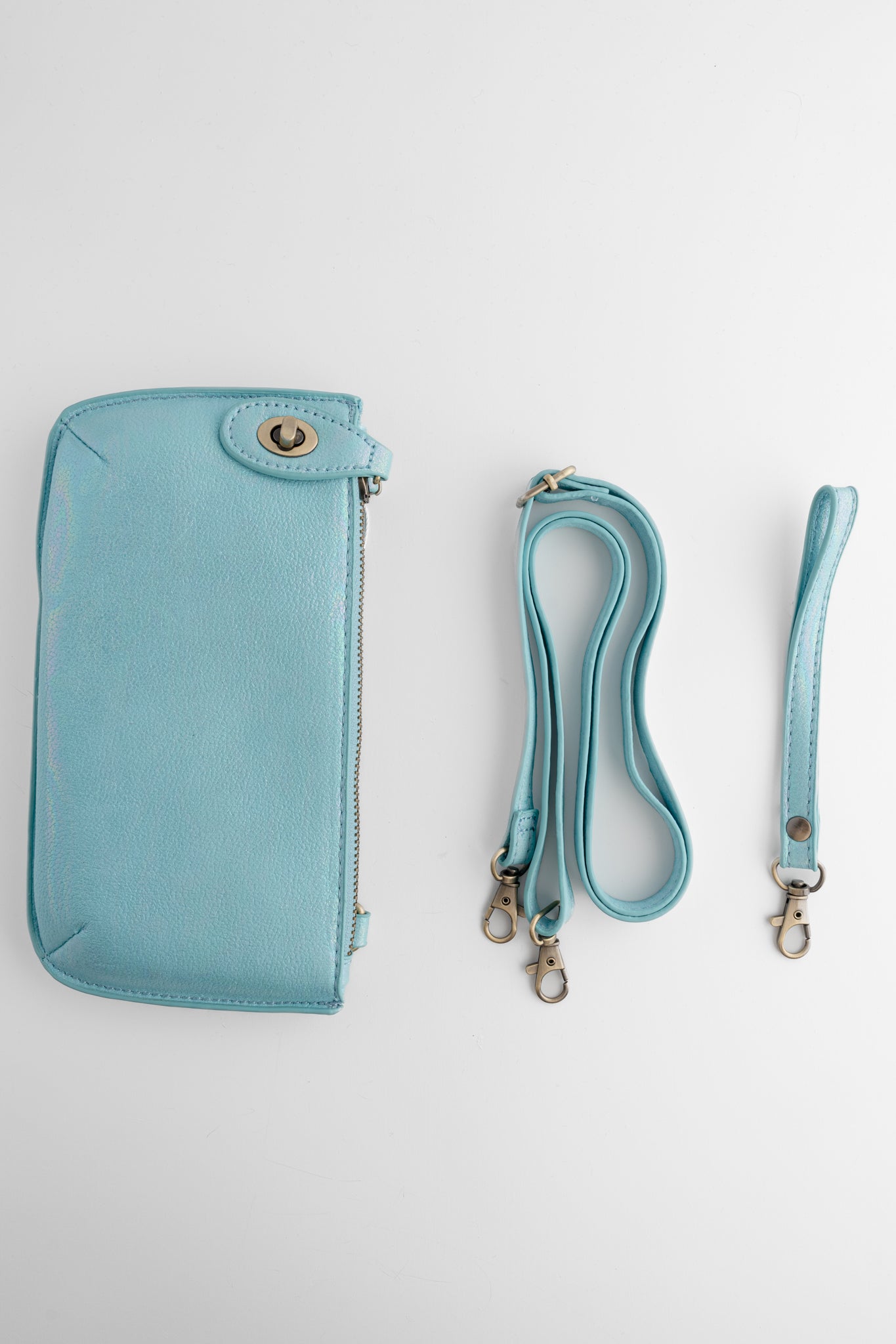 Joy Accessories Mini Wristlet Clutch, Holographic Turquoise
