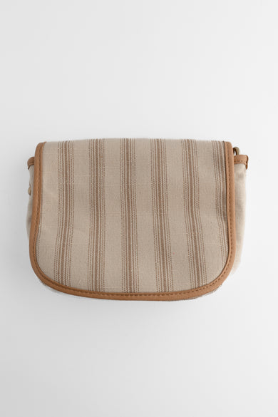 Joy Accessories Canvas Saddle Bag, Neutral Pencil Stripe