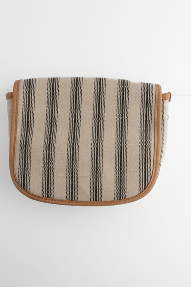 Joy Accessories Canvas Saddle Bag, Black Pencil Stripe