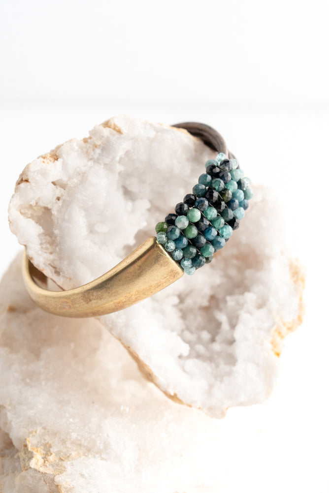 Martell Studio Forged Cuff with Blue Tourmaline and Leather