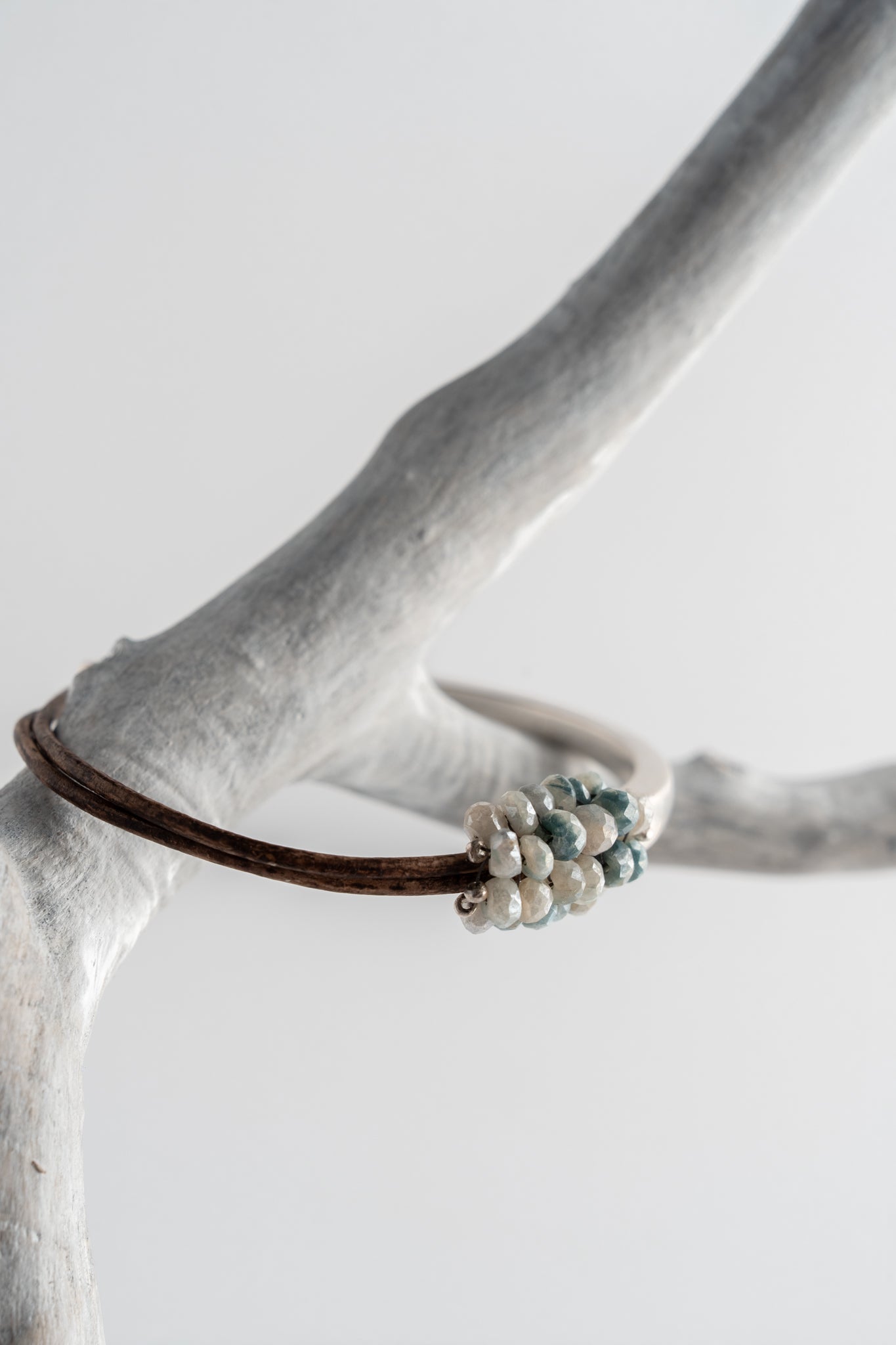 Martell Studio Forged Cuff with Blue & Grey Silverite and Leather