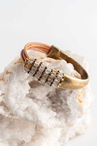 Martell Studio Forged Cuff with Topaz Cubes and Leather