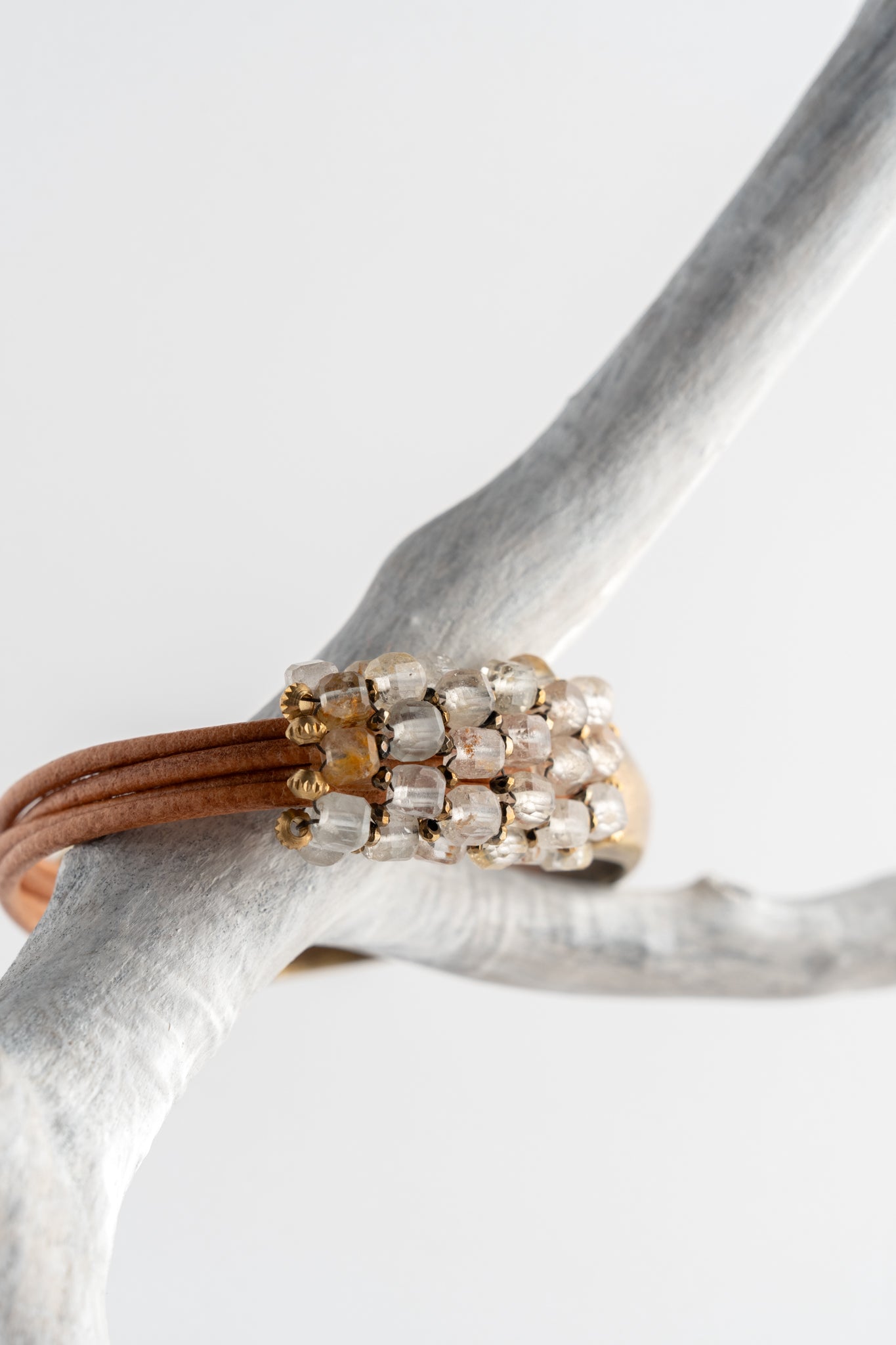 Martell Studio Forged Cuff with Topaz Cubes and Leather